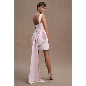 Sachin & Babi Blaine Taffeta Square-Neck Bow Train Mini Dress Light Pink Size 10